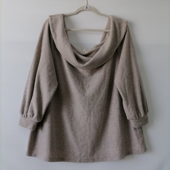 NWT A.N.A. Womens Oatmeal Heather Gray Off Shoulder Pullover Sweater Size 2X - Picture 1 of 7